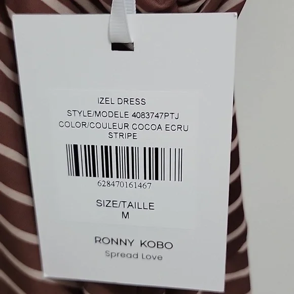 Ronny Kobo Women's Izel Mini Dress Cocoa Ecru Stripe Sz M - www.joarbit.com